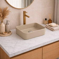 Επικαθήμενος Νιπτήρας Πορσελάνης 50x36,5 cm Cerastyle Hera 078208-97 Cappuccino Ματ (Μπεζ)